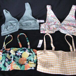 Four NEW Old Navy Bikini Tops Size Medium 2-Bra Style 2-Bandeau Style